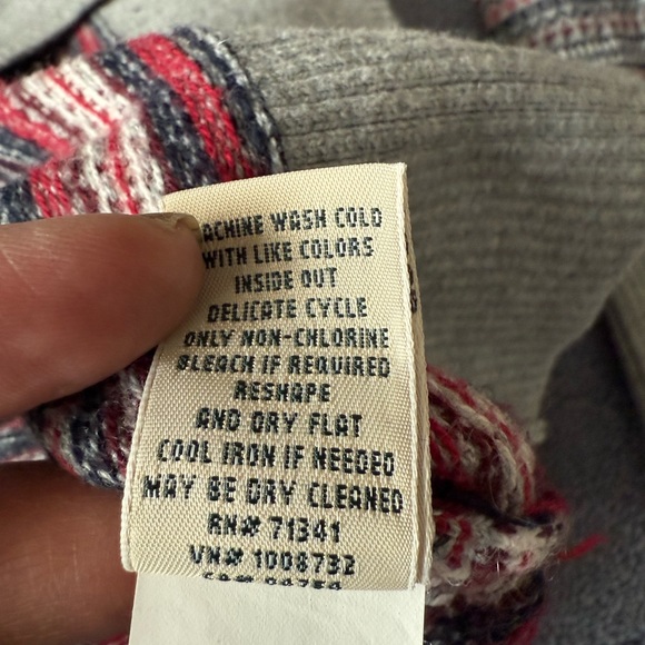 L.L. Bean Gray and Pink Striped Cardigan - Picture 8 of 8